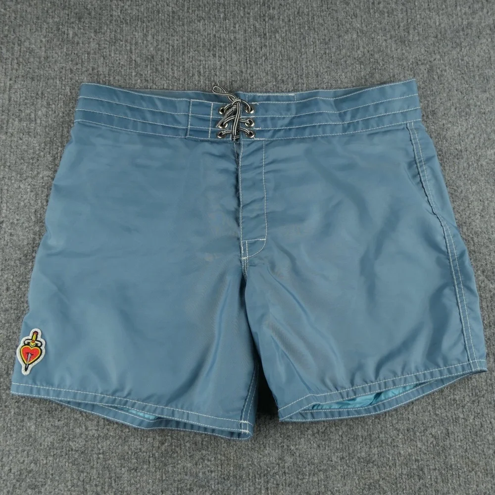 Birdwell Beach Britches x Slightly Choppy 310 Board Shorts 33 Heart Dagger Patch